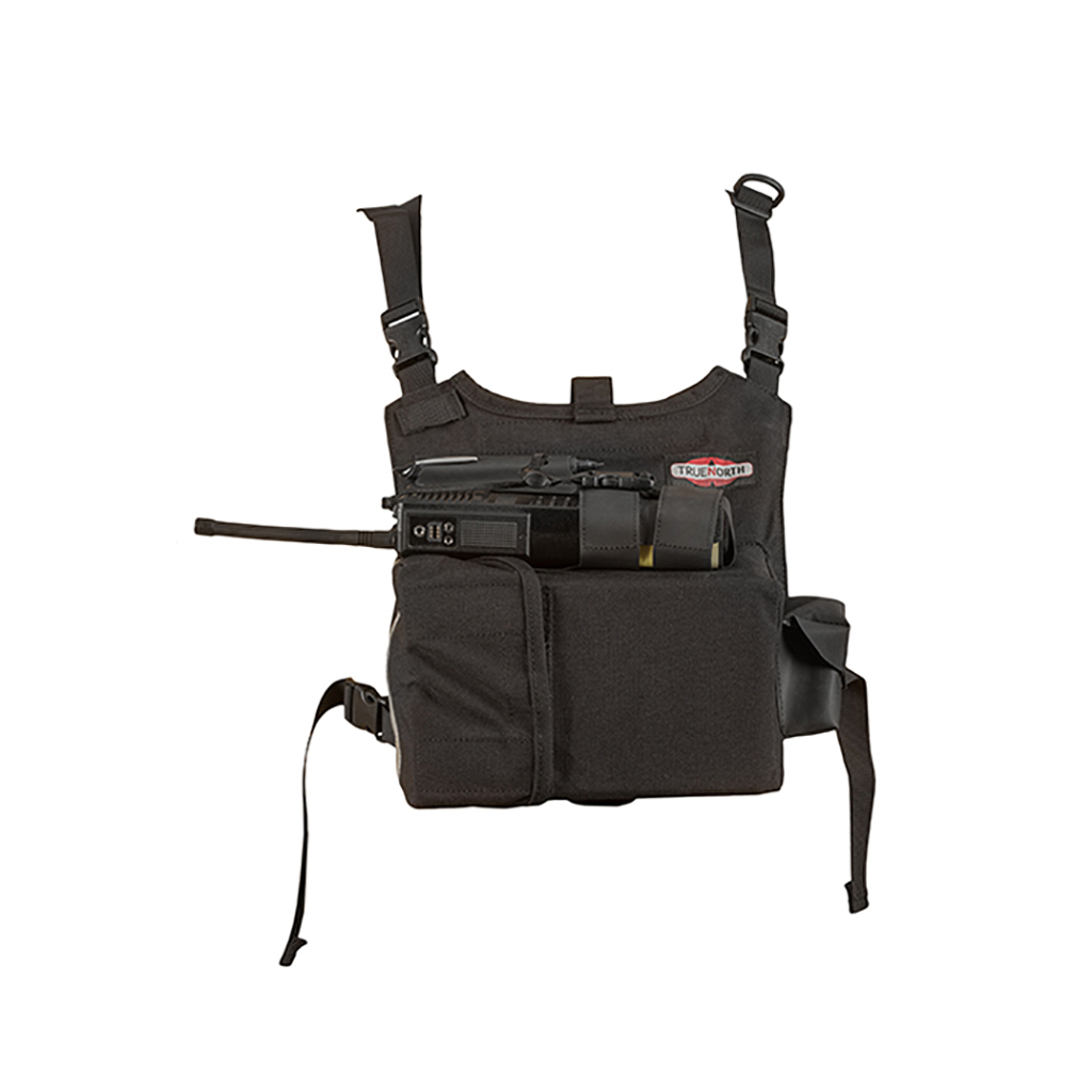 Radio & Tool Chest Harness with 2 Side Mount Pockets and Elastic Keeper Black 